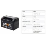 Super Bike AGM Battery CCA 420 Model 6MF9 9Ah 12V