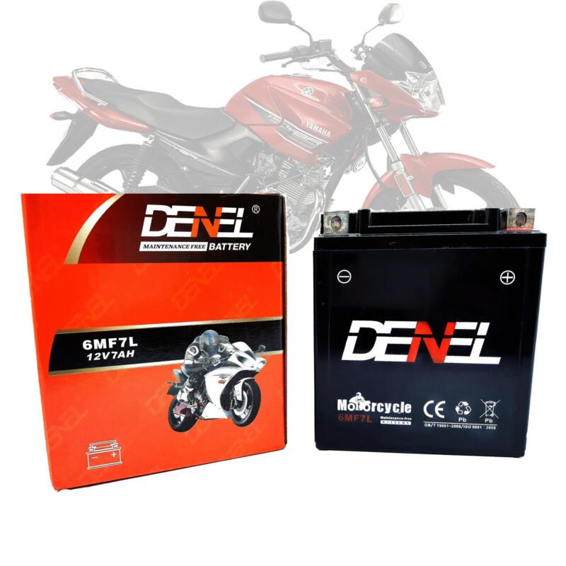 DENEL DRY BATTERY 7AH -12V FOR YAMAHA YBR, YBRG, YBZ, YBZ DX