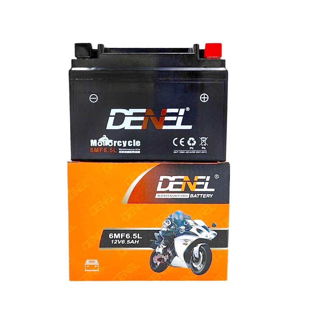 DENEL 6MF6.5L AGM 12V 6.5Ah Motorcycle Battery For Honda Suzuki Yamaha Scooty - High Pure Lead - 6 Months Warranty