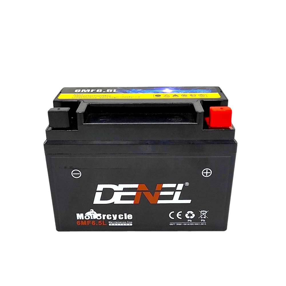 DENEL 6MF6.5L AGM 12V 6.5Ah Motorcycle Battery For Honda Suzuki Yamaha Scooty - High Pure Lead - 6 Months Warranty