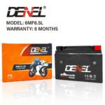 DENEL 6MF6.5L AGM 12V 6.5Ah Motorcycle Battery For Honda Suzuki Yamaha Scooty - High Pure Lead - 6 Months Warranty